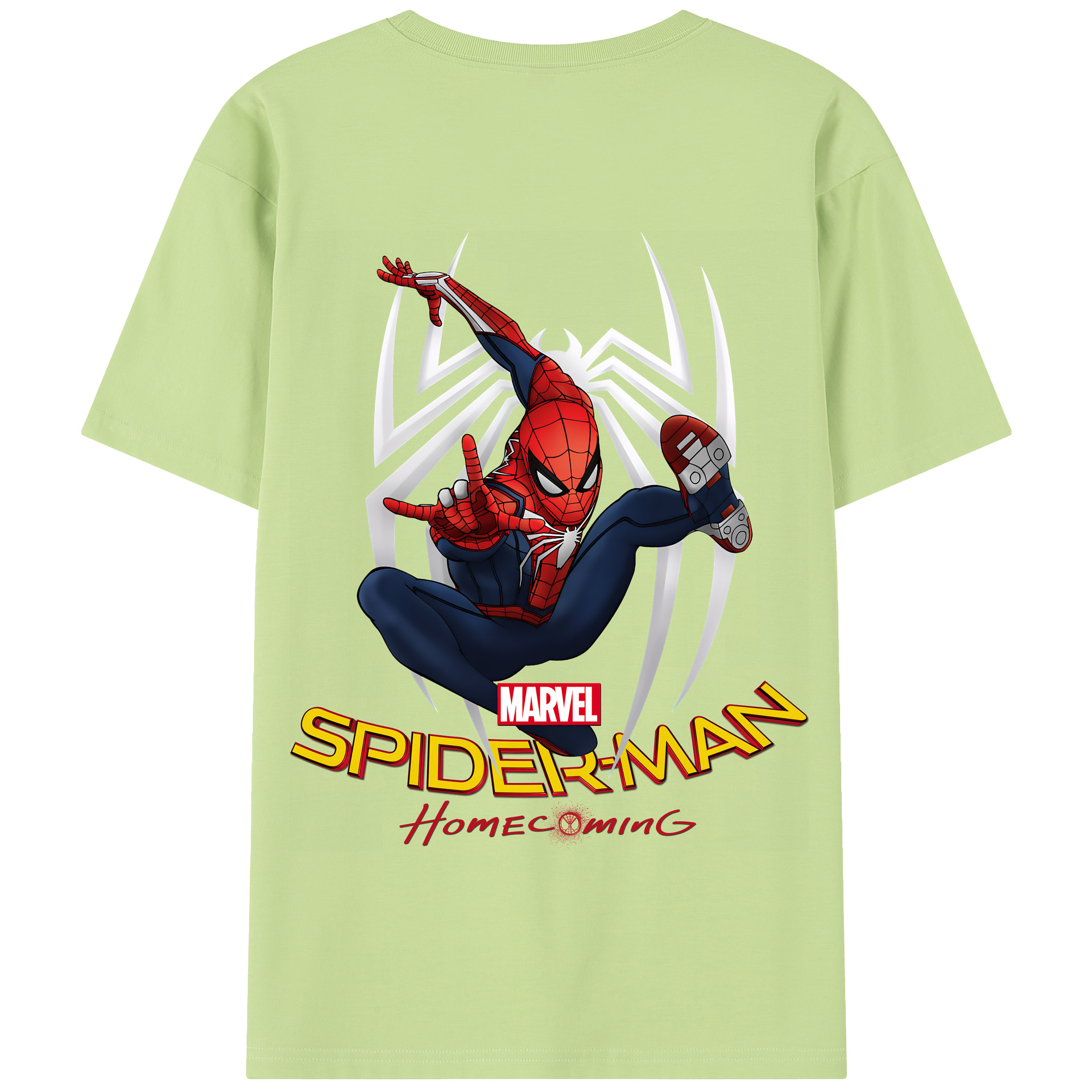（画像用） Spider Man スパイダーマン 綿100％半袖Tシャツ（背面プリント）